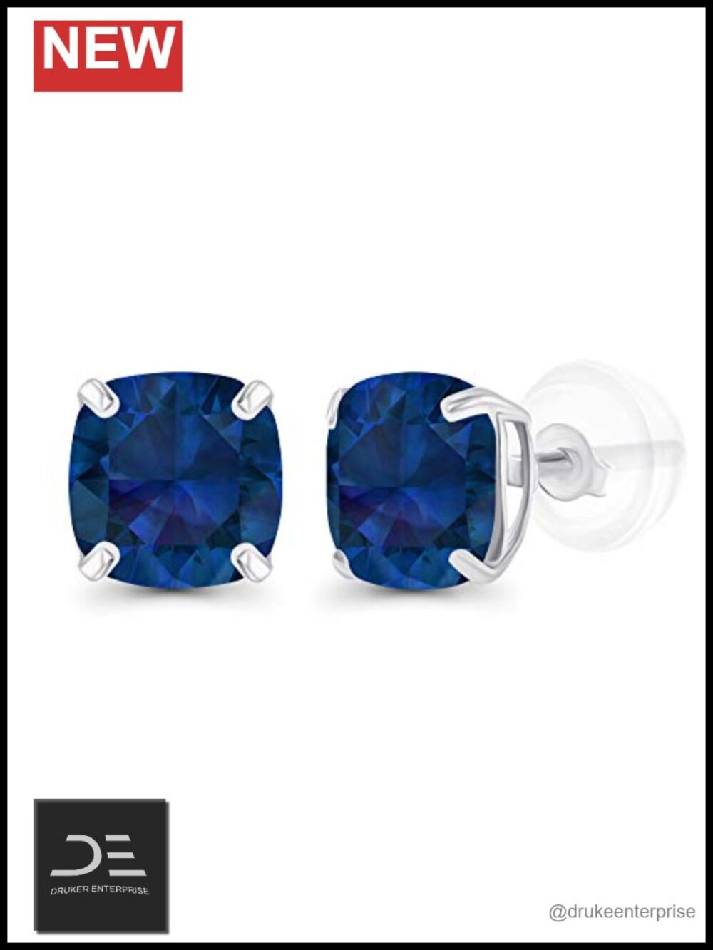 14K Solid Gold Cushion Cut Birthstone Stud Earrings for Women Hypoallergenic